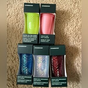 Starbucks Cold Cup Ornament Keychain (Set of 5)